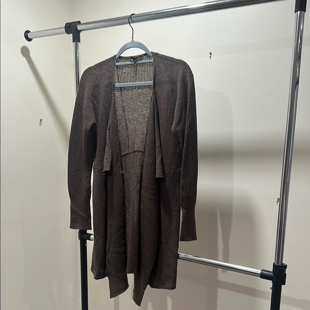 Eileen Fisher Women's Brown Open-Front Sweater 100% wool